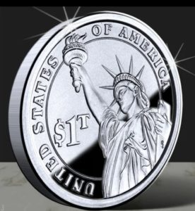 a rendition of a U.S. 1 trillion dollar coin.