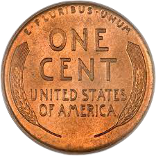 The reverse side of an old 'wheatback' US penny.
