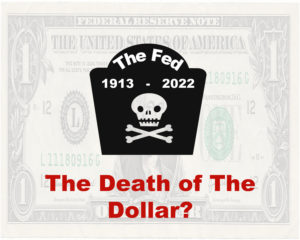 A skull and crossbones cartoon imposed over a us dollar.  signifies the death of the dollar is coming.   What is going on is so much more than just Ukraine.